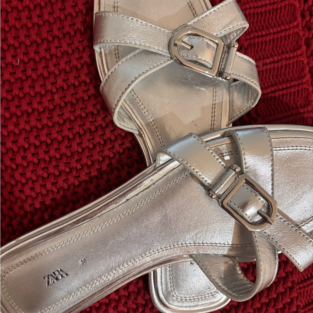 Zara Metallic Silver Women's Sandals